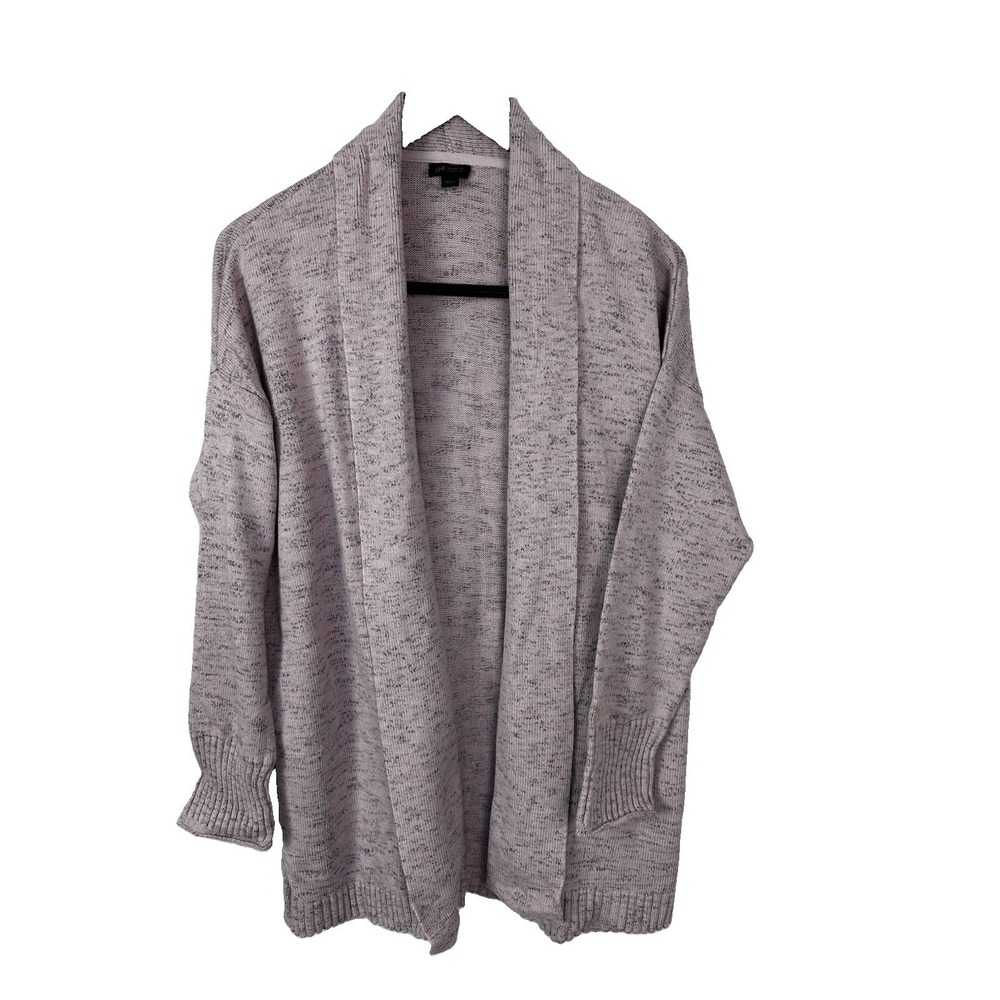 J. Jill Open Front Cardigan Sweater Purple Long Sleeve Cotton Blend Sz Large
